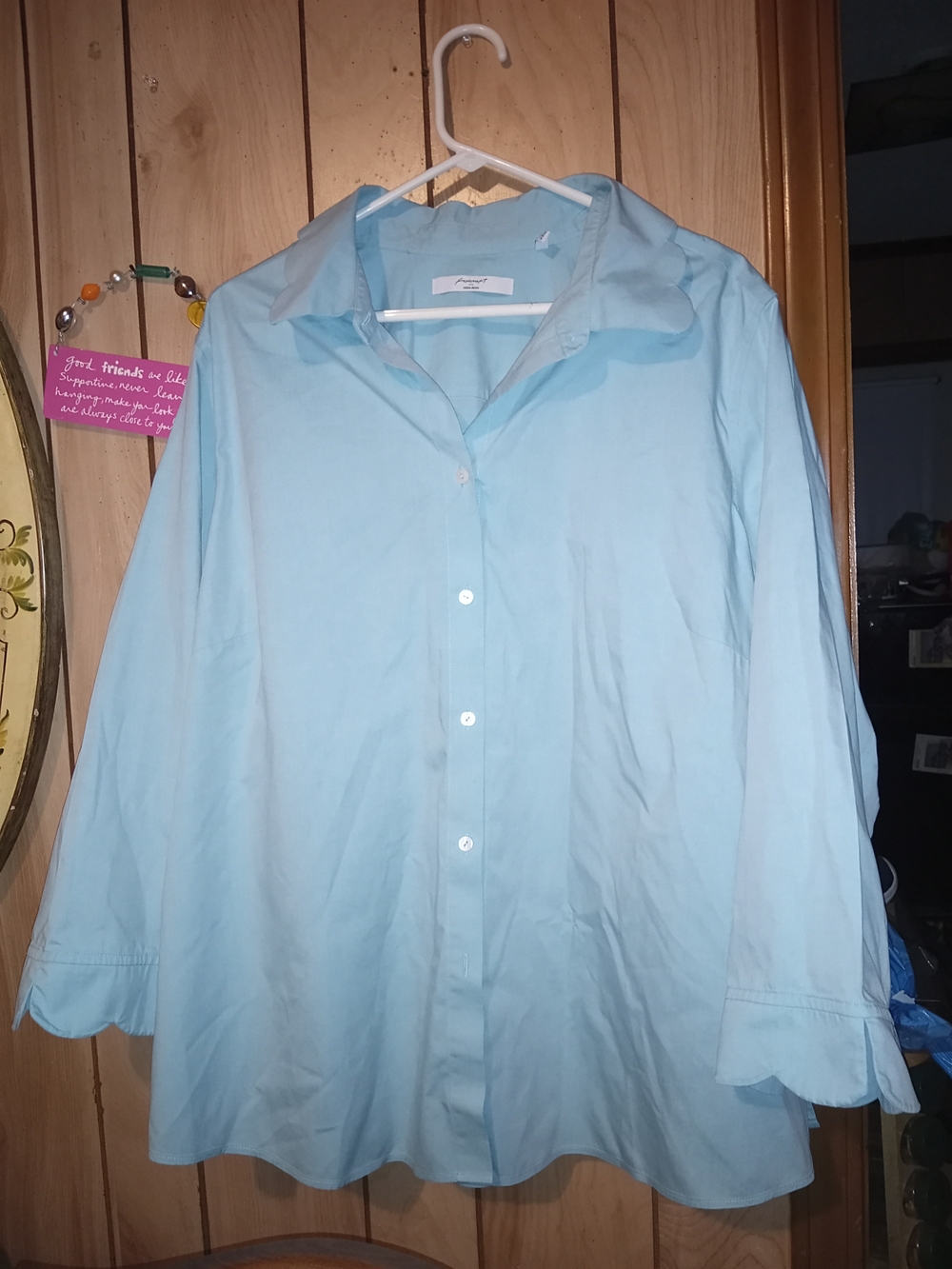 Foxcroft Light Blue Tulip Trim Collar For Cuffs Button-Down Shirt
